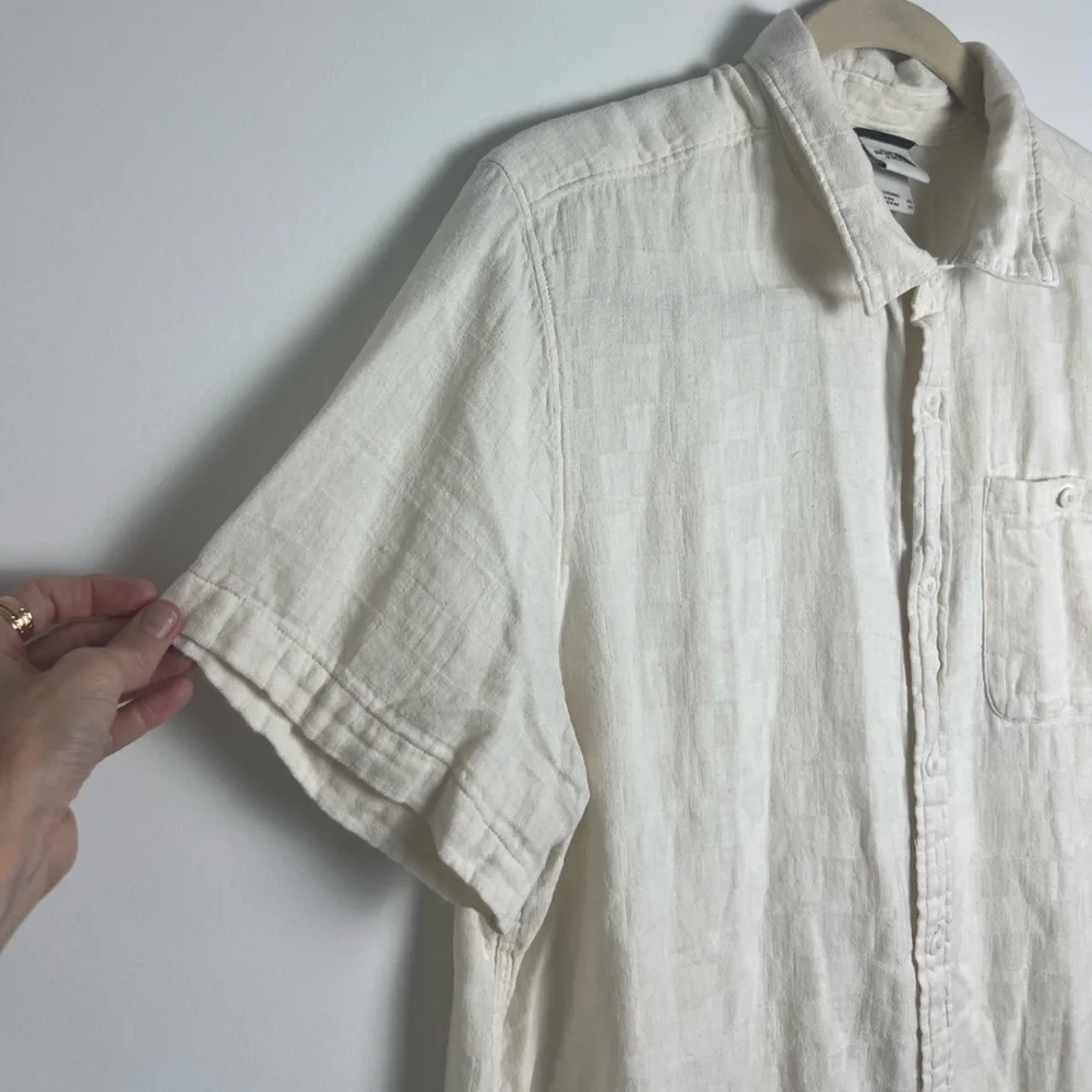 The North Face Men's Loghill Jacquard Gardenia White Hemp Cotton Blend Shirt XXL